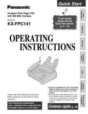 Read Panasonic Kxfpc141 User Guides 