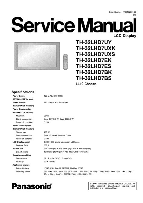 Read Online Panasonic Lcd Tv Service Manual Tinsar 