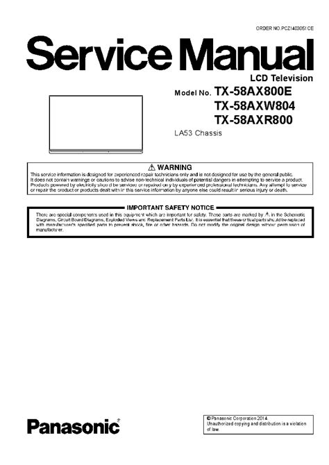 Read Panasonic Tx 58Axw804 58Ax800E 58Axr800 Service Manual And Repair Guide 