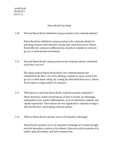 Read Panera Bread Case Study Mcgraw Hill 