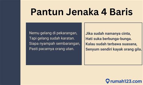 PANTUN JENAKA 4 BARIS - 45 Pantun jenaka 4 baris bikin suasana lebih asyik, dijamin ketawa