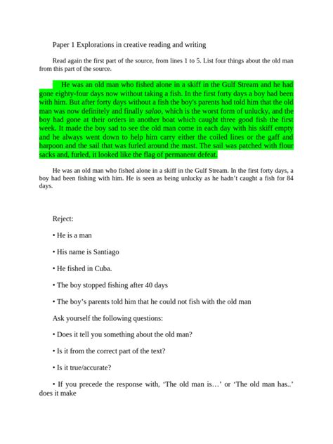 Paper 1 Explorations In Creative Reading And Writing Mark