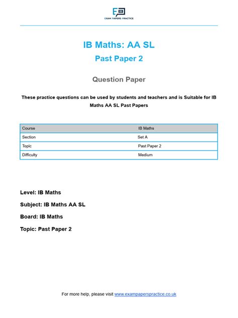 Paper 2 Maths Sl Ib 2011
