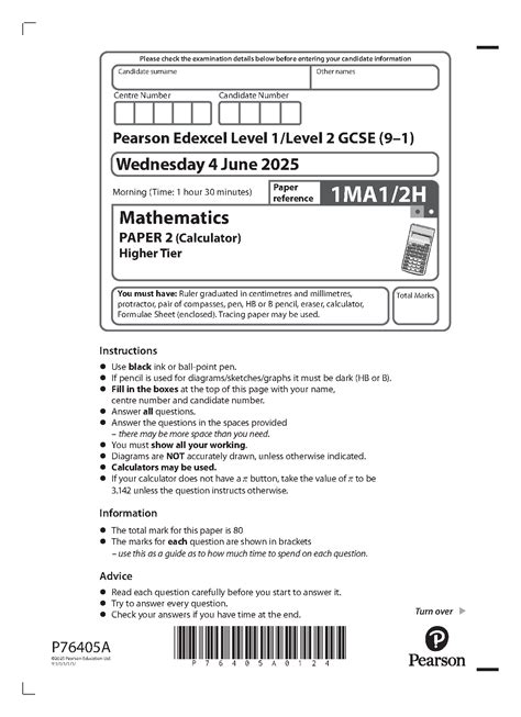 Paper 2h Higher Tier