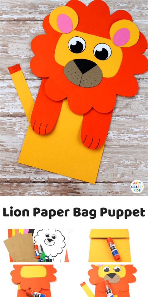 Paper Bag Lion Puppet Paper Bag Lion Craft - Paper Bag Lion Craft