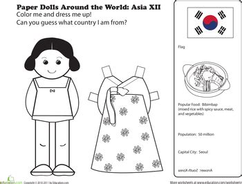 Paper Dolls Around The World Korea Worksheets 99worksheets Paper Dolls Around The World Printables - Paper Dolls Around The World Printables