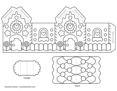 Paper Gingerbread House Craft Printable Template Paper Gingerbread House Template - Paper Gingerbread House Template