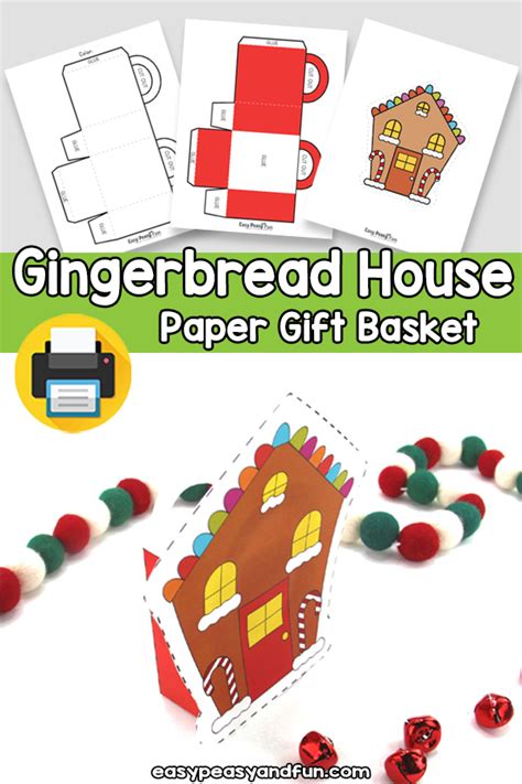 Paper Gingerbread House Gift Basket Template Easy Peasy Paper Gingerbread House Template - Paper Gingerbread House Template