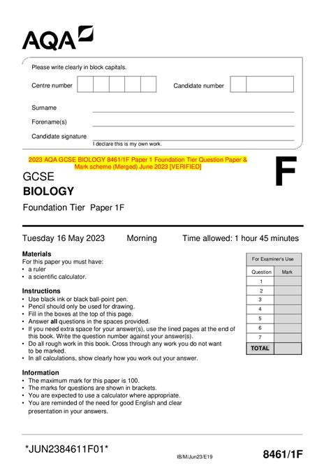 Read Online Paper 1 Foundation Mark Scheme Aqa 