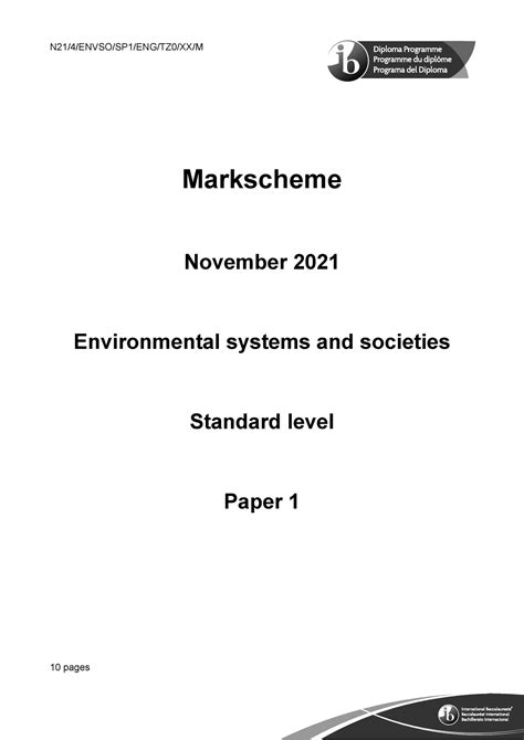 Read Paper 1 Sl Markscheme 