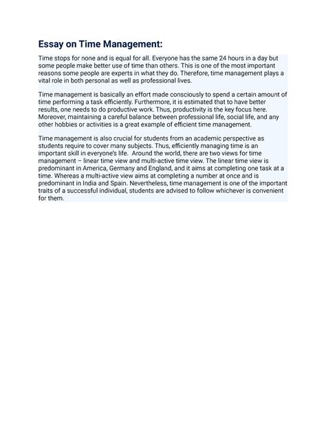 Read Online Papers On Time Management 