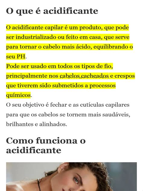 Para Que Serve Acidificante Capilar