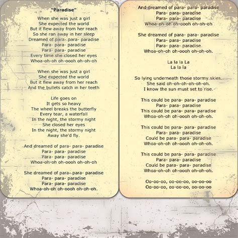 Paradise Coldplay Lyrics