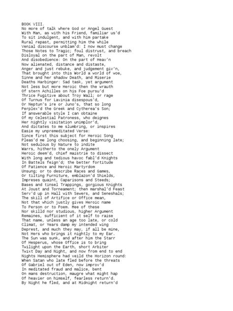 Paradise Lost Book 8