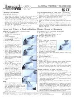 Paraffin Treatment Procedures General Guidelines Hands And