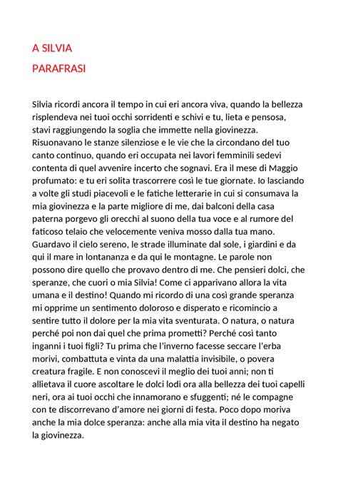 Parafrasi A Silvia