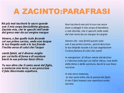 Parafrasi A Zacinto