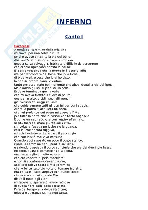 Parafrasi Canto 1 Inferno