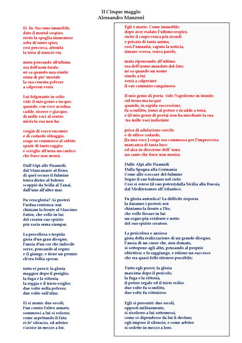 Parafrasi Del 5 Maggio
