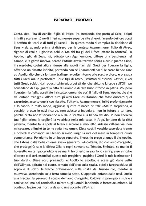 Parafrasi Del Proemio Iliade