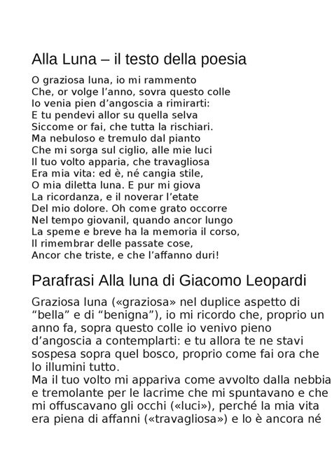 Parafrasi Di Alla Luna