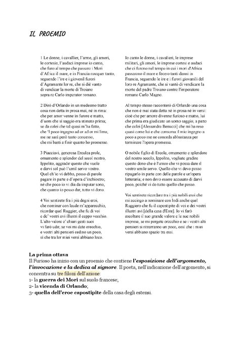 Parafrasi Orlando Furioso Proemio