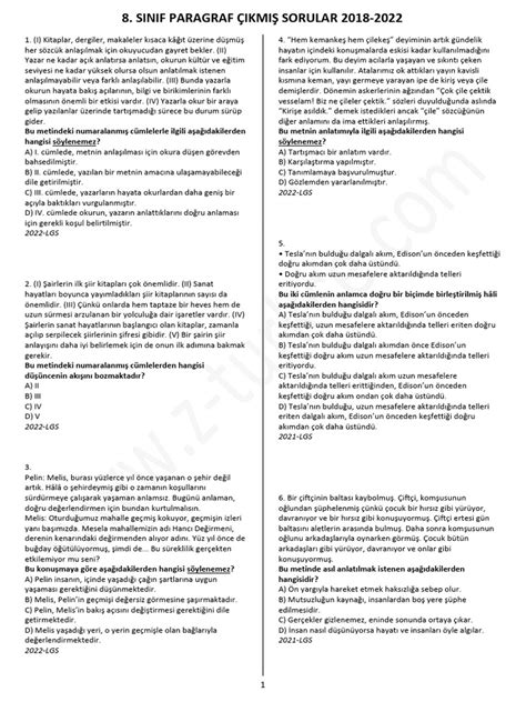 Paragraf çıkmış Sorular