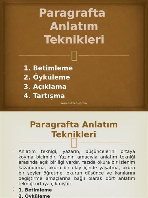 Paragrafta Anlatım Teknikleri