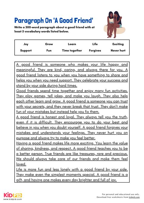 paragraph a poor friend