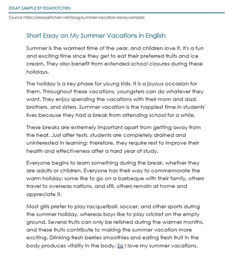 Paragraph Amp Essay On Summer Vacation In English Paragraph On Summer Holidays - Paragraph On Summer Holidays