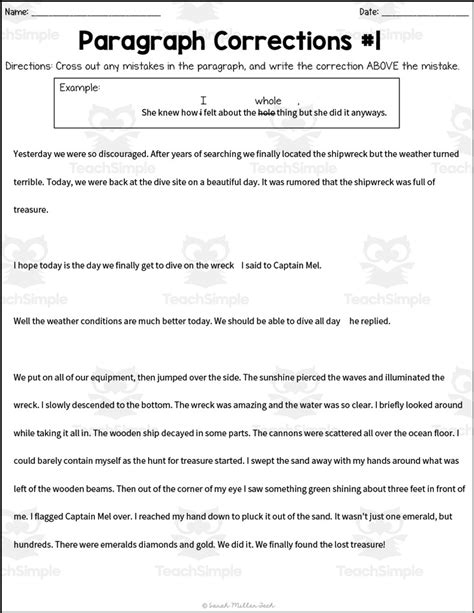 Paragraph Correction Worksheets Englishforeveryone Org 7th Grade Claim Paragraph Worksheet - 7th Grade Claim Paragraph Worksheet