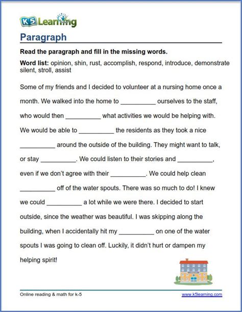  Paragraph Fill In The Blanks - Paragraph Fill In The Blanks