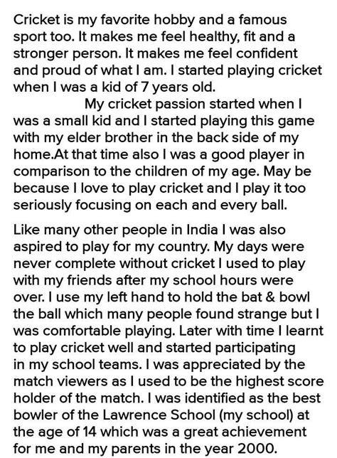 paragraph my hobby cricket