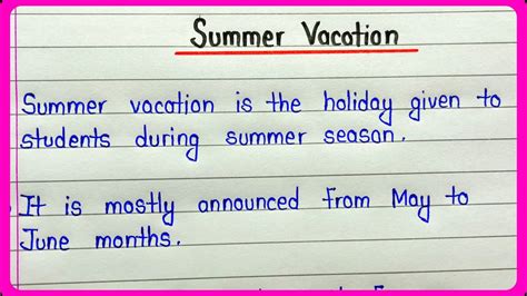 Paragraph Of Summer Vacation   10 Lines On Summer Vacation In English For - Paragraph Of Summer Vacation