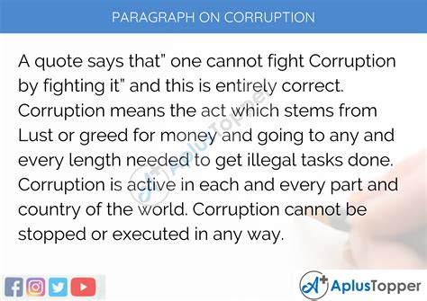 Paragraph On Corruption