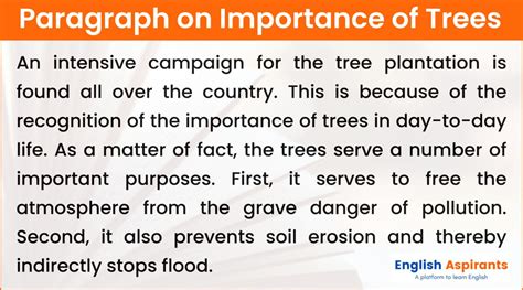 Paragraph On Importance Of Trees