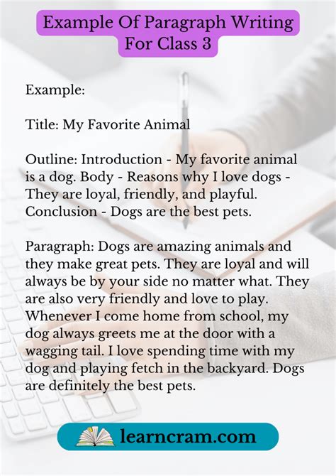 Paragraph Writing For Class 3