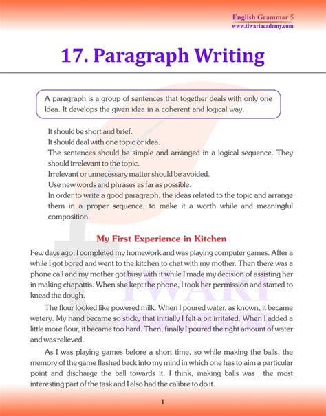 Paragraph Writing For Class 5