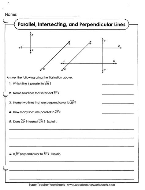 Parallel And Perpendicular Lines Worksheets K5 Learning Intersecting And Parallel Lines Worksheet - Intersecting And Parallel Lines Worksheet