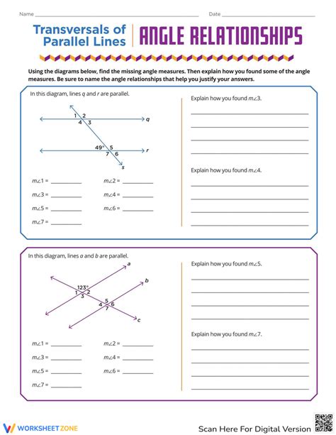 Parallel Lines And Angle Relationships Prek 12 Home