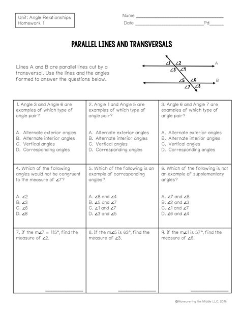 Parallel Lines And Transversals Homework Answers   Geometry Parallel Lines And Transversals Worksheet Answers - Parallel Lines And Transversals Homework Answers