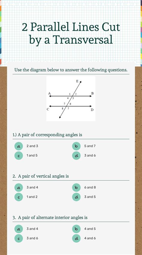 Parallel Lines And Transversals Interactive Worksheet Transversal And Parallel Lines Worksheet Answers - Transversal And Parallel Lines Worksheet Answers