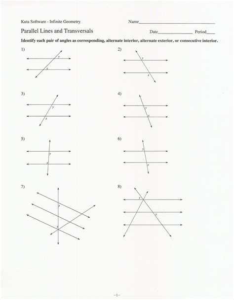 Parallel Lines And Transversals Worksheet Transversals And Parallel Lines Worksheet - Transversals And Parallel Lines Worksheet