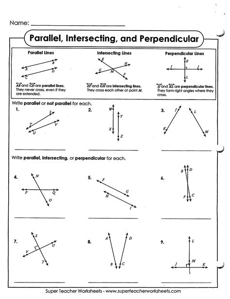 Parallel Lines Worksheet Answers Intersecting Lines Worksheet Answers - Intersecting Lines Worksheet Answers