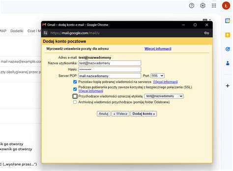 parametry poczty gmail