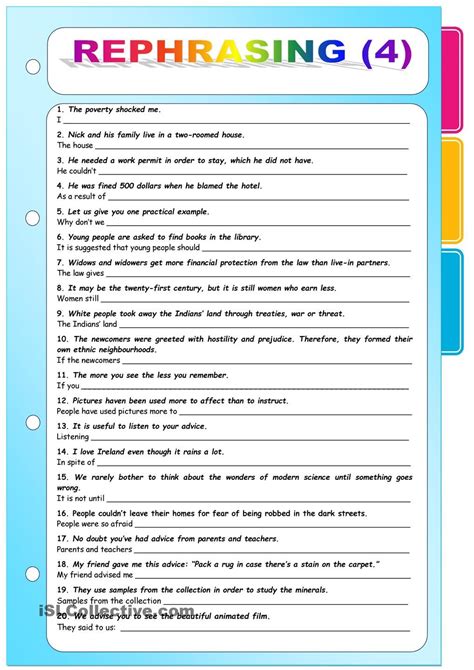 Paraphrasing English Esl Worksheets Pdf Amp Doc Isl Paraphrase Sentences Worksheet - Paraphrase Sentences Worksheet