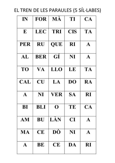 Paraules De 5 Lletres