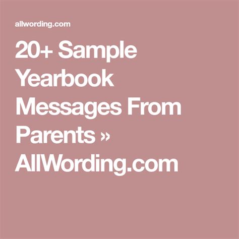 Parent Yearbook Message Ideas