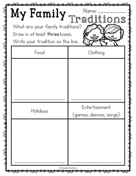 Parentu0027s Day Worksheets My Family Traditions Worksheet - My Family Traditions Worksheet