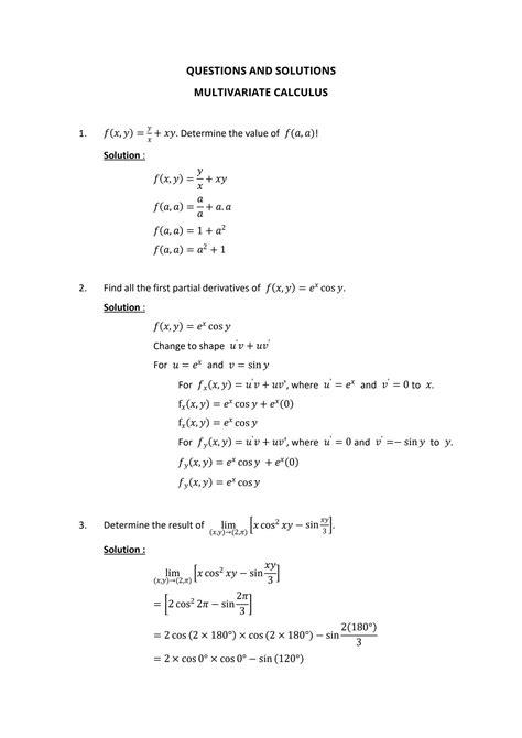 Parkash Multivariate Calculus Solutions Manual